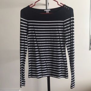 H&M navy and white striped shirt.